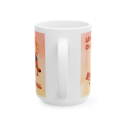 German Shepherd MS Awareness Ceramic Mug - "Lean on Me" Mobility Service Dog Coffee Cup