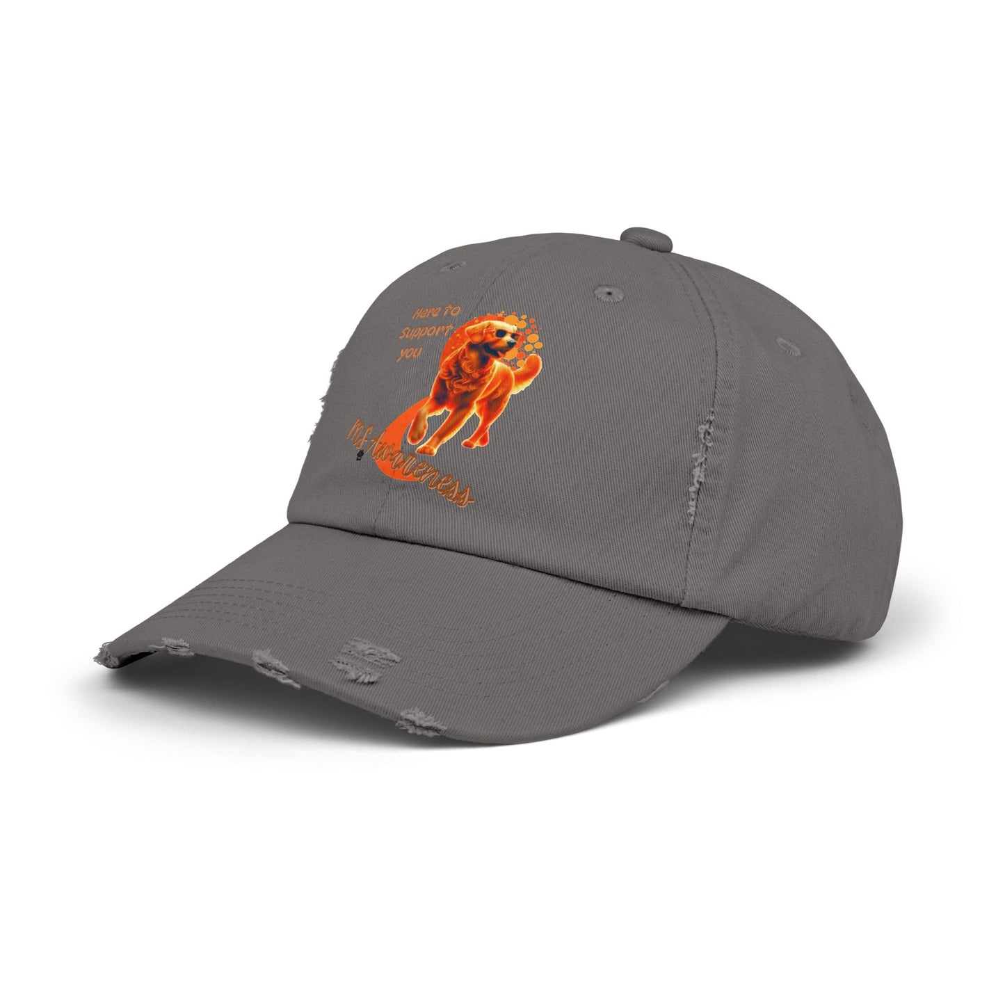 Golden Retriever "Here to Support You" MS Awareness Distressed Cap