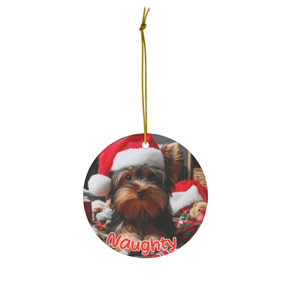 Yorkshire Terrier Yorkie Naughty or Nice Christmas Ceramic Ornament, 1-Pack
