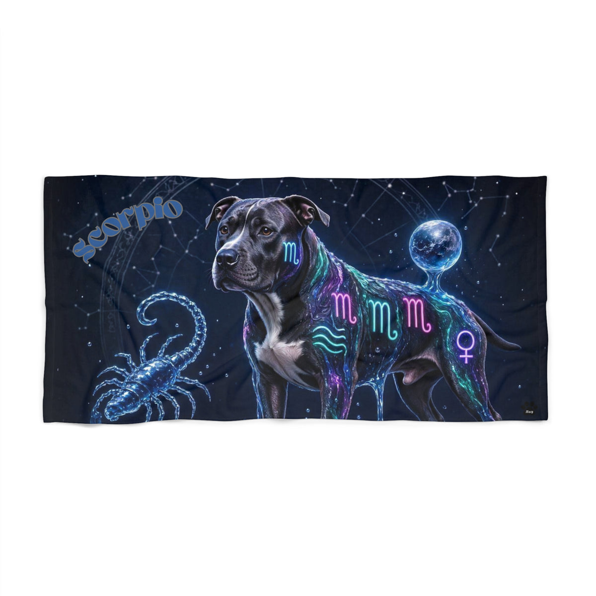 Scorpio Pitbull Celestial Beach Towel