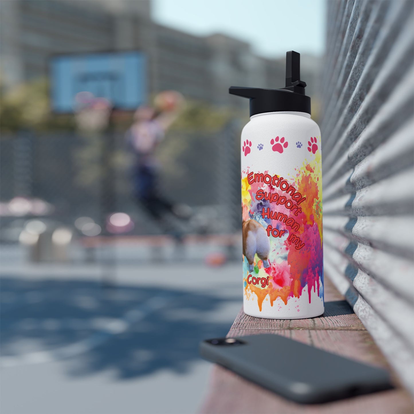 Emotional Support Human for my Corgi Sports Water Bottle