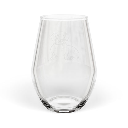 Smooth Dachshund Sketch and Serve Engraved Stemless Wineglass