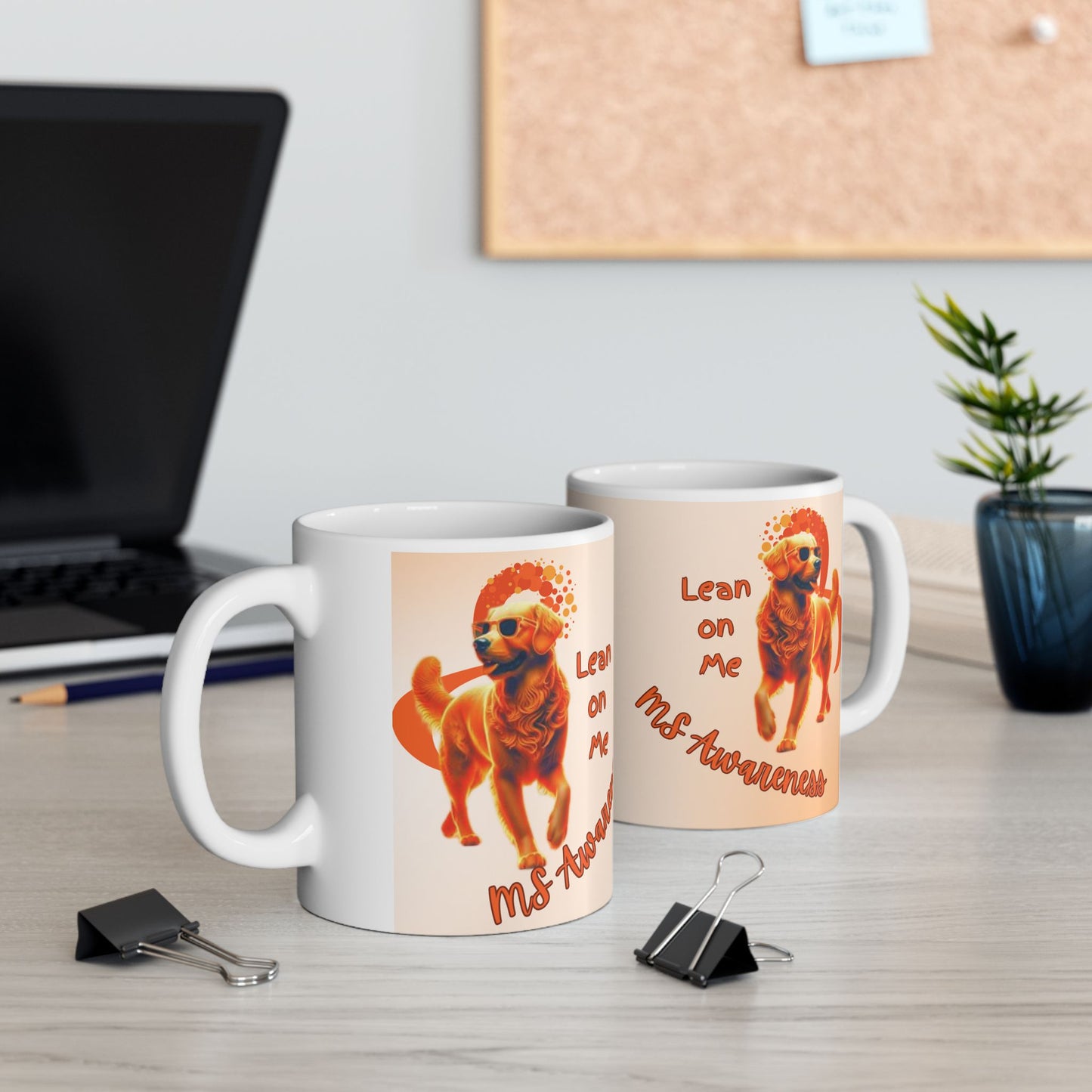 Golden Retriever MS Awareness Coffee Mug – "Lean on Me" Ceramic Mug