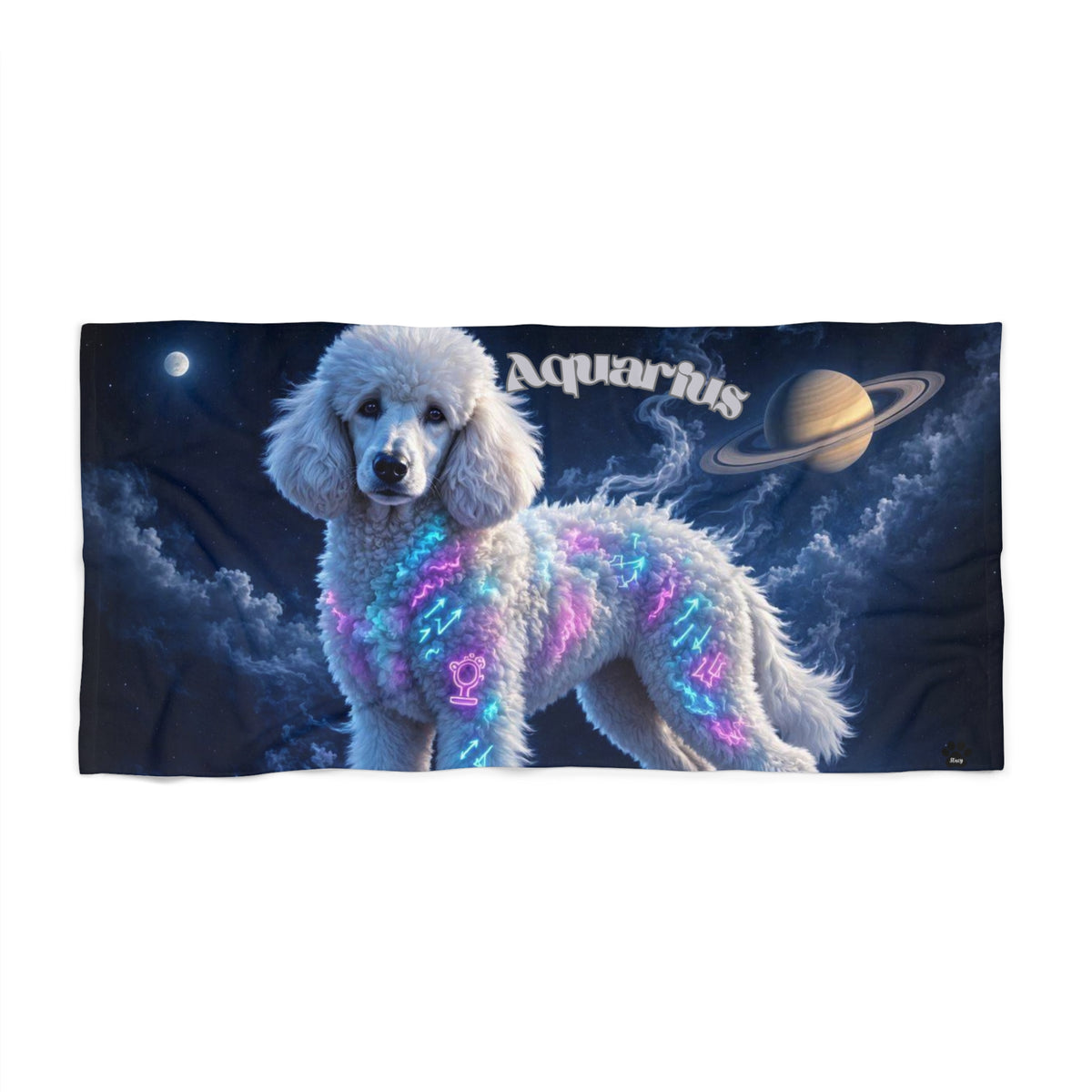 Aquarius Poodle Celestial Beach Towel