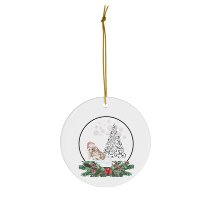 American Bulldog Christmas Ornament Porcelain
