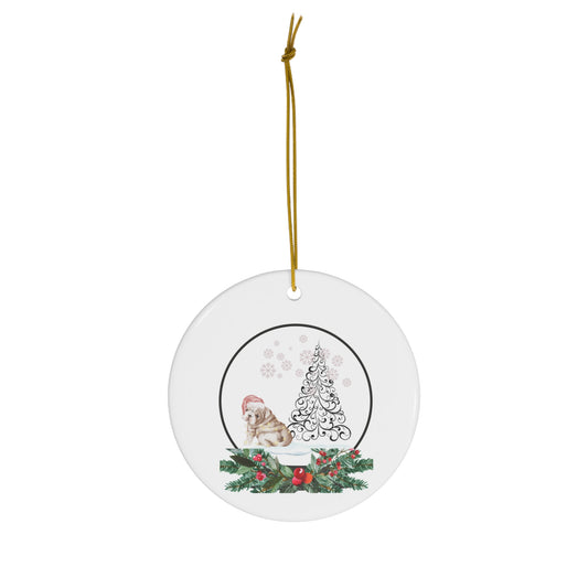 American Bulldog Christmas Ornament Porcelain