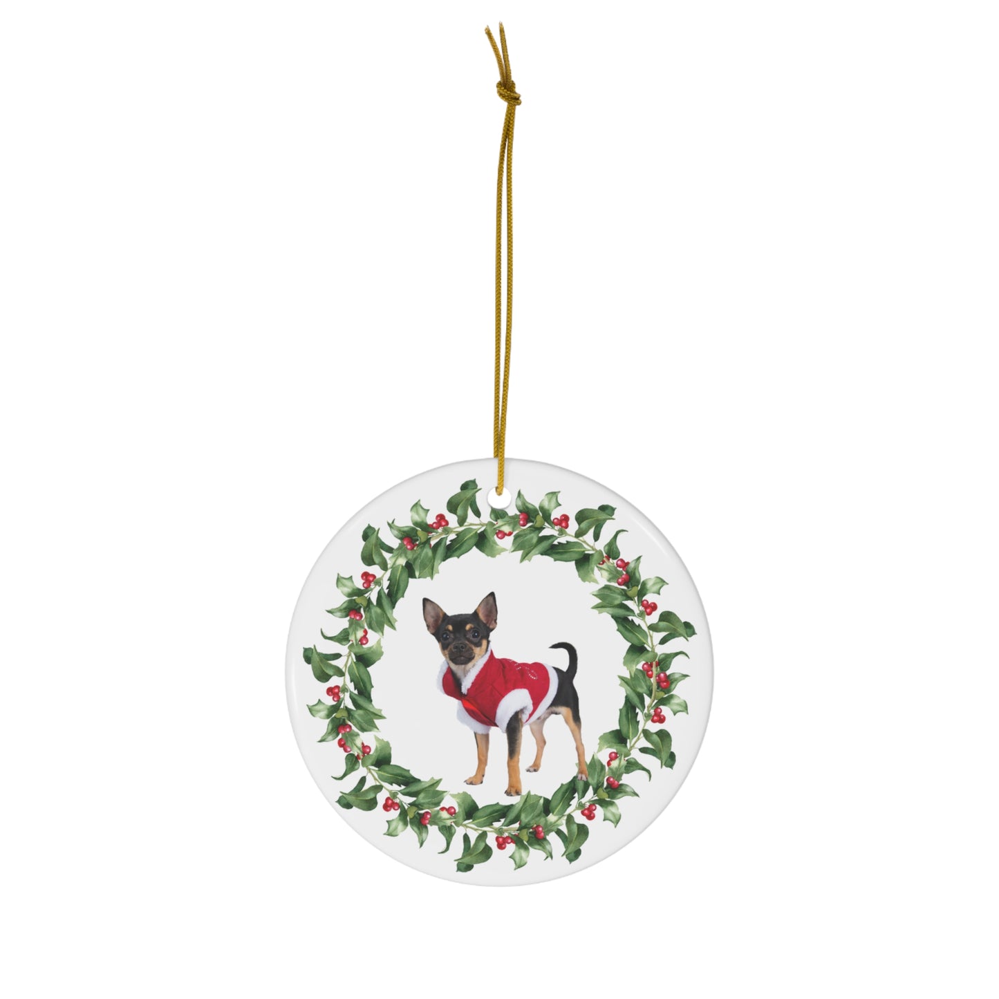 Chihuahua Christmas Ornament Ceramic Round Ornament Christmas Decor