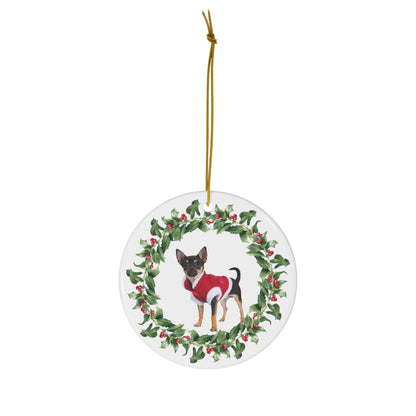 Chihuahua Christmas Ornament Ceramic Round Ornament Christmas Decor