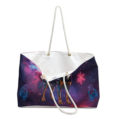 Celestial Cancer Zodiac Rottweiler Weekender Bag – Oversized Travel Tote