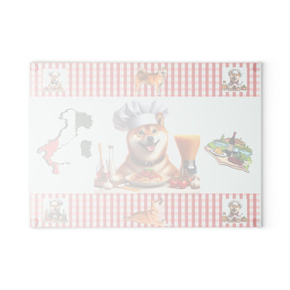 Shiba Inu Chef Glass Cutting Board, Dog Lover Gift, Kitchen Decor, Cooking Accessory, Unique Kitchen Gadgets