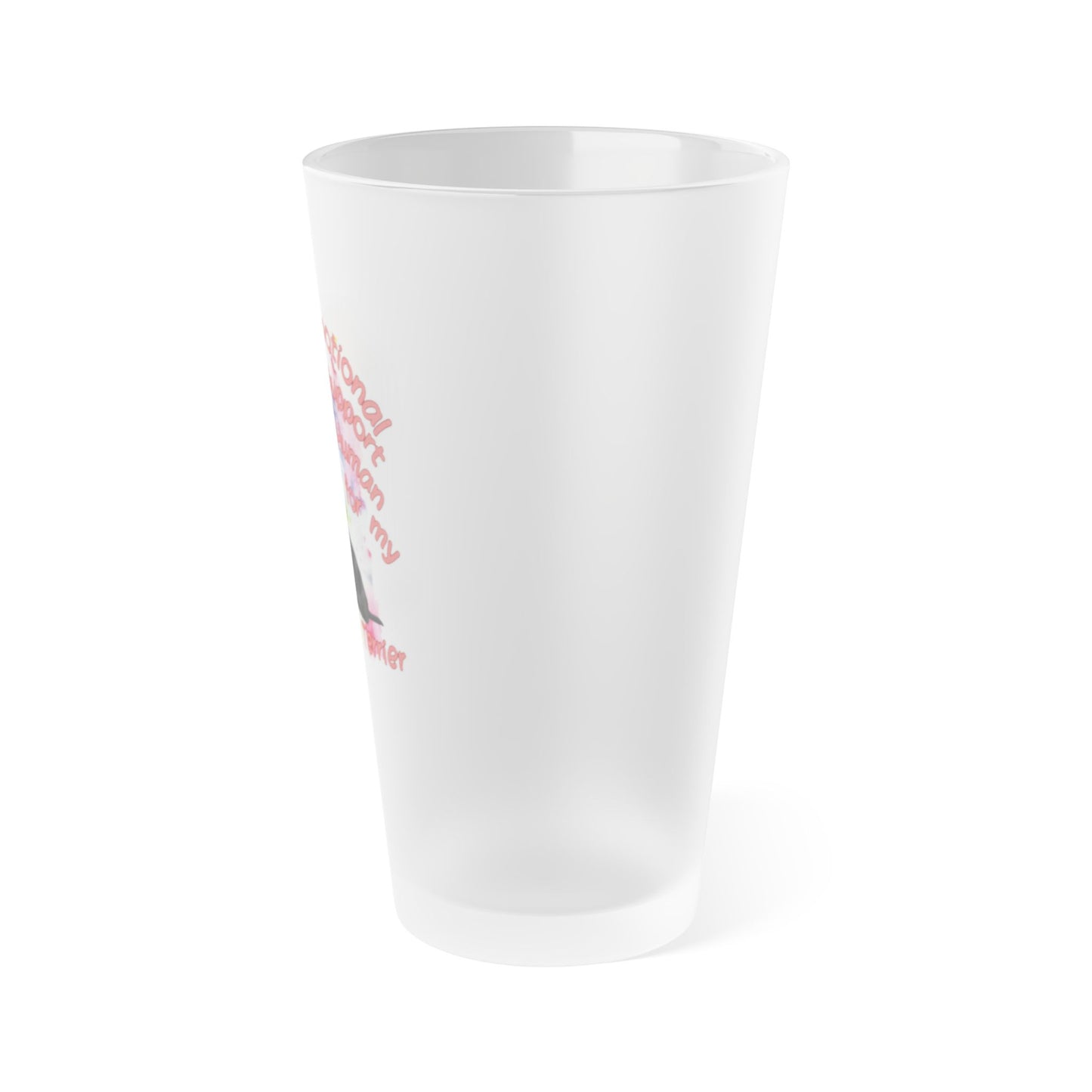 Emotional Support  Human for my Yorkshire Terrier Pint Glass for Yorkie Lovers, Dog Owner Gift, Frosted Glass