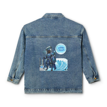 Cancer Zodiac Rottweiler Women’s Denim Jacket – Neptune Knight Mystical Anime Dog Jean Jacket
