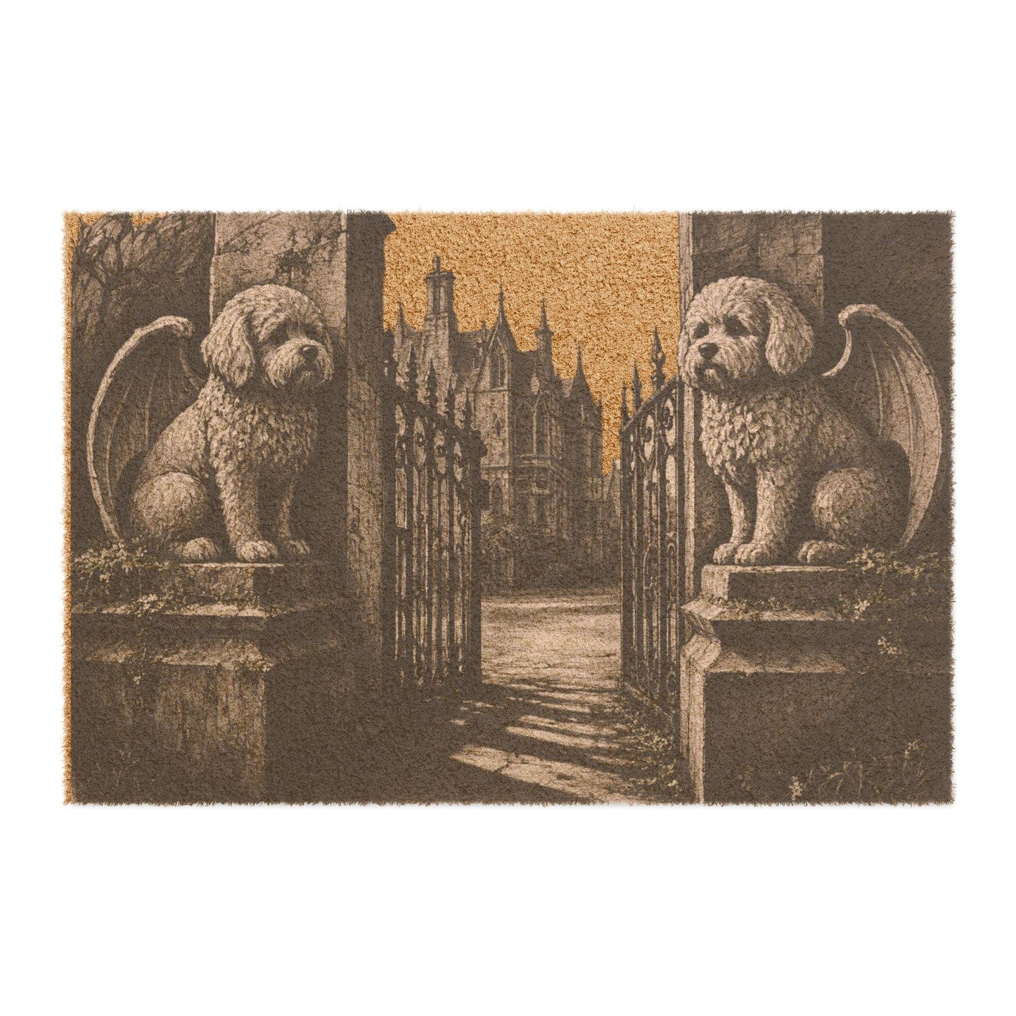 Bichon Frise Gargoyle Angel Gothic Protector Welcome Mat
