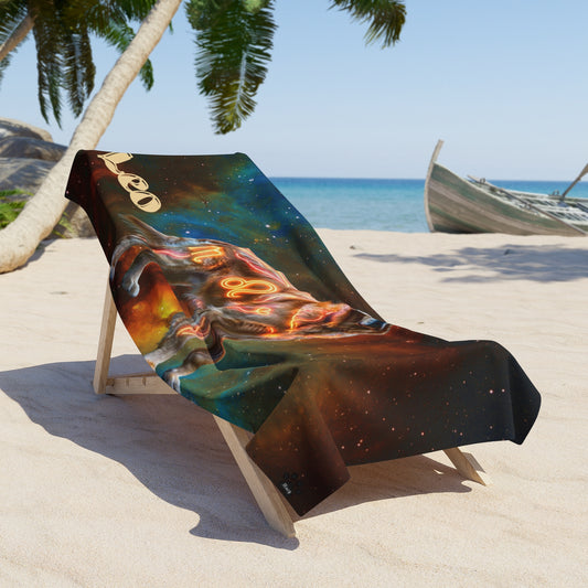 Golden Retriever Leo Zodiac Beach Towel - Celestial Astrology Swim Towel