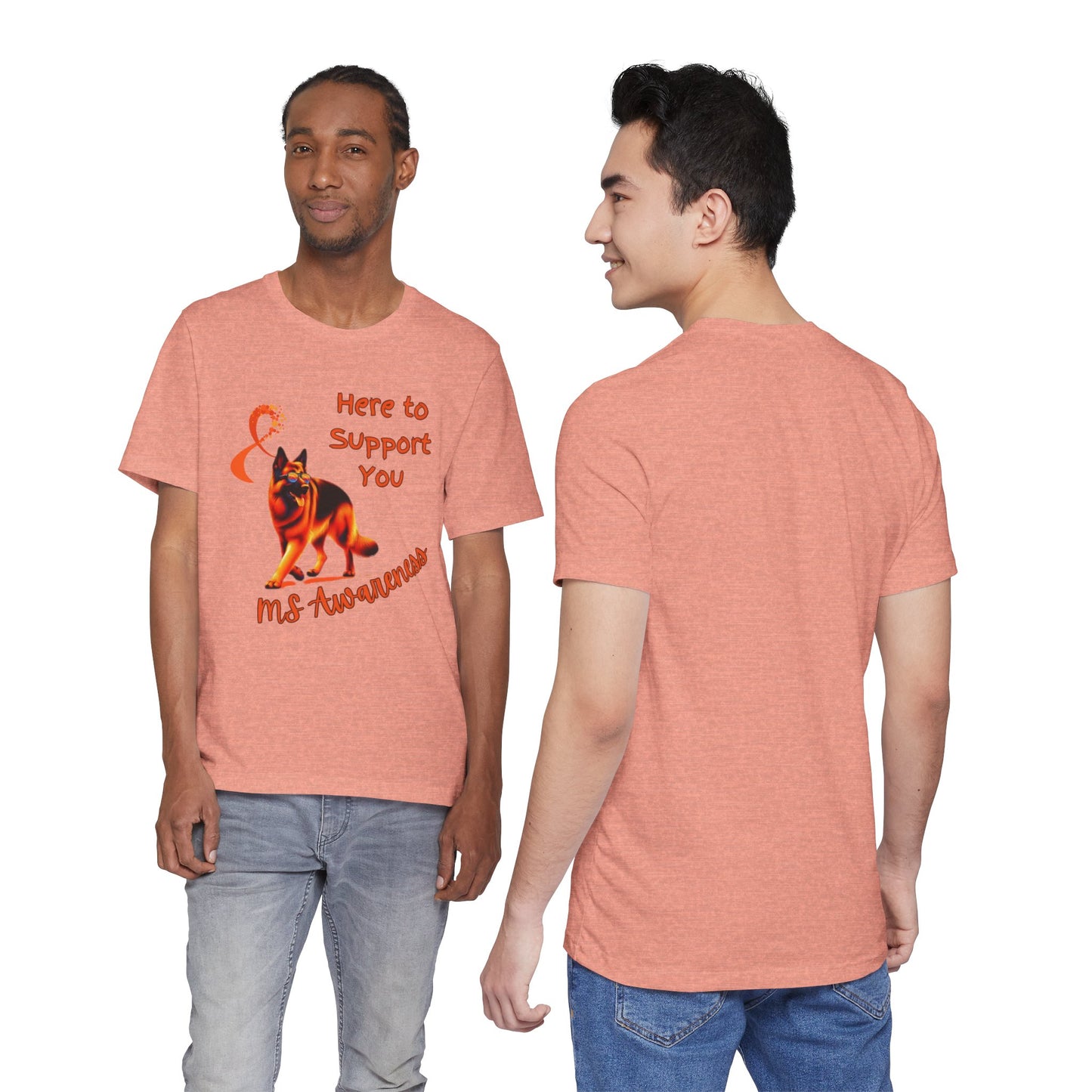 MS Awareness German Shepherd Orange Ribbon Support Design T-shirt.