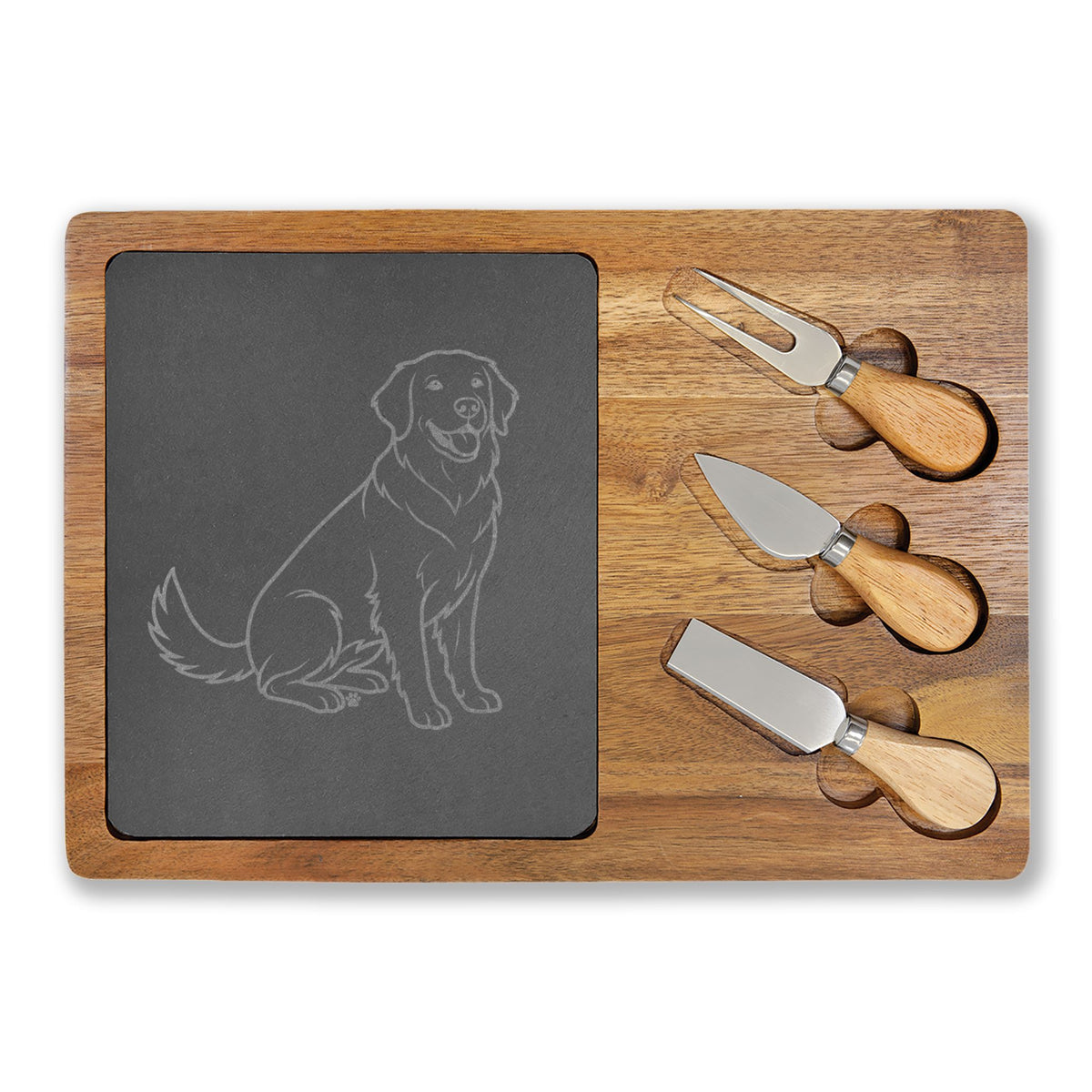 Golden Retriever Engraved Charcuterie Board, Dog Lover Cheese Board & Serving Platter