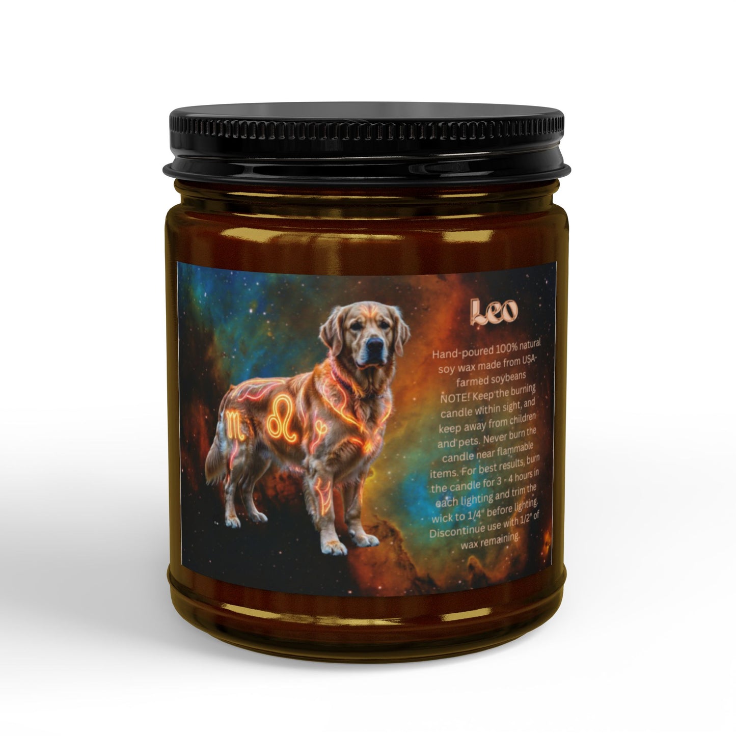 Golden Retriever Leo Zodiac Scented Soy Candle - Celestial Astrology Gift