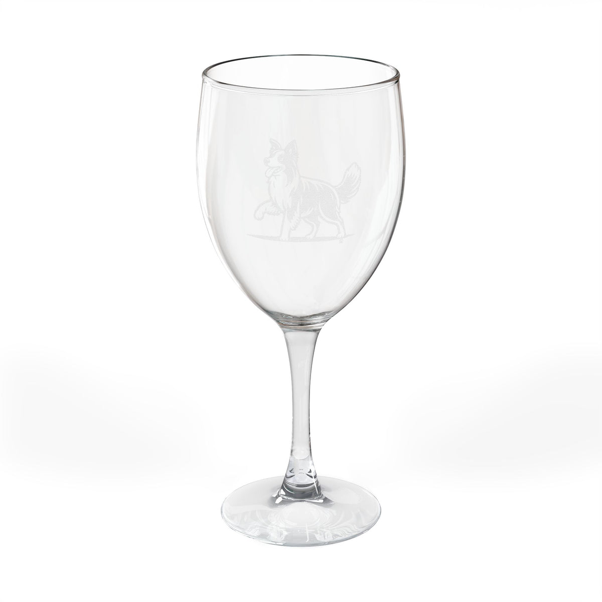 Border Collie Engraved Wine Glass