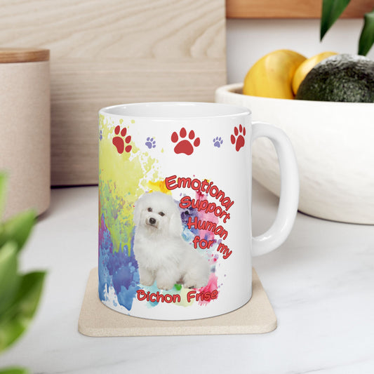 Emotional Support Human for Bichon Frise Ceramic Coffee Mug
