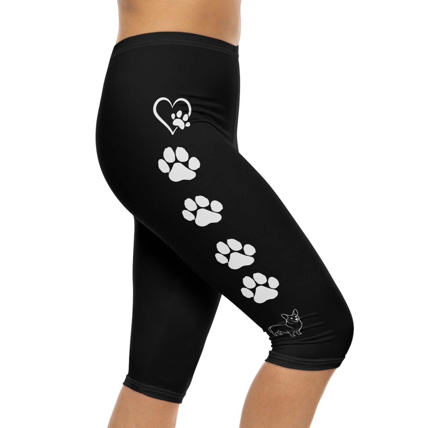 Paws Hearts and Corgi Women's Capri Leggings
