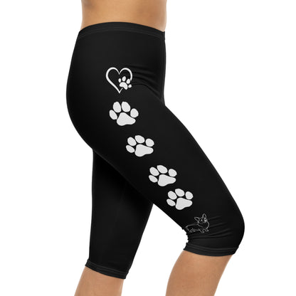 Paws Hearts and Corgi Women's Capri Leggings