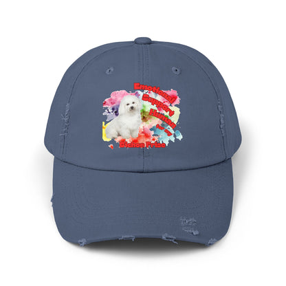 Emotional Support Human for My Bichon Frise Distressed Dad Hat - Baseball Cap