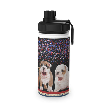 Patriotic American Bulldog Stainless Steel Water Bottle, Sports Lid