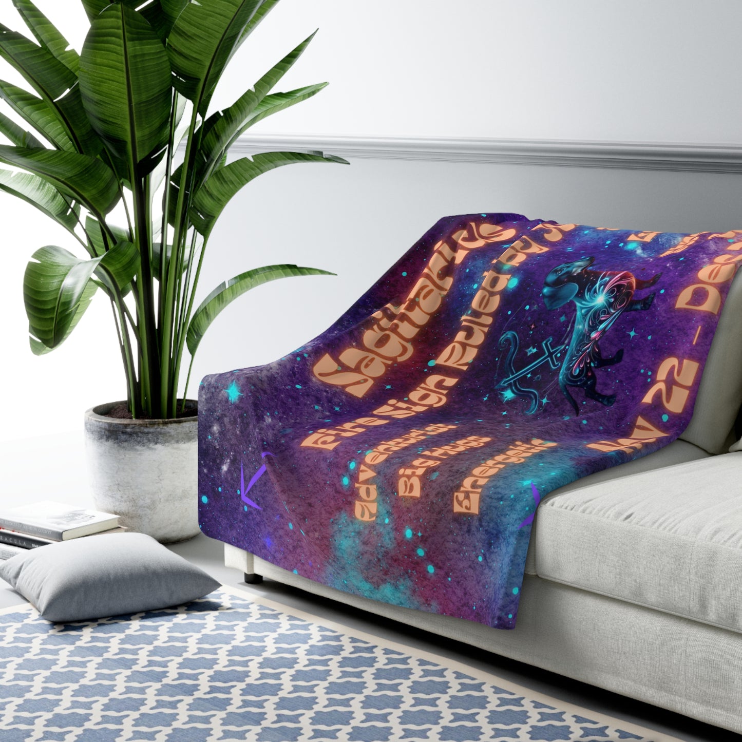Zodiac Sagitarius Dachshund Sherpa Fleece Blanket