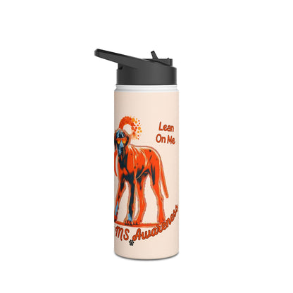 Great Dane "Lean on Me" MS Awareness Stainless Steel Water Bottle