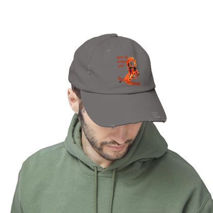 German Shepherd MS Awareness Distressed Cap - "Here to Support You" Mobility Service Dog Baseball Hat