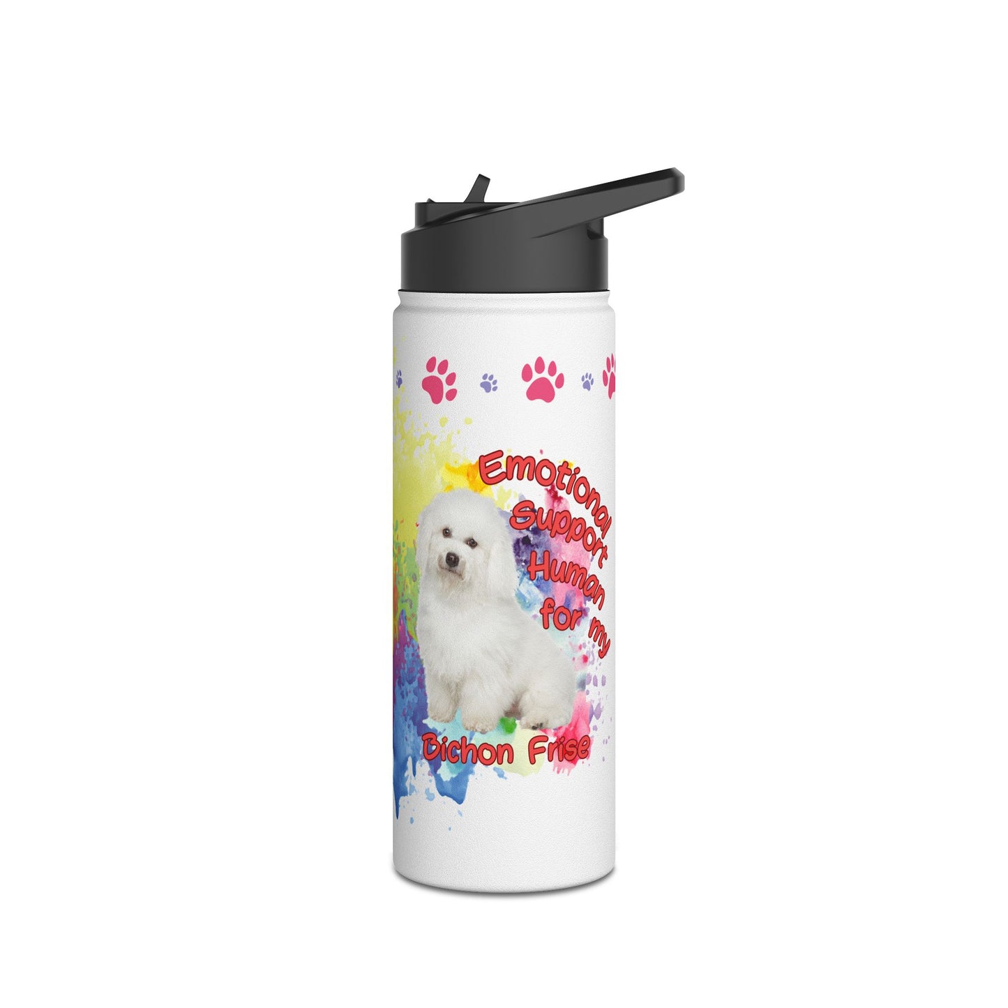 Emotional Support Human for My Bichon Frise Sports Water Bottle