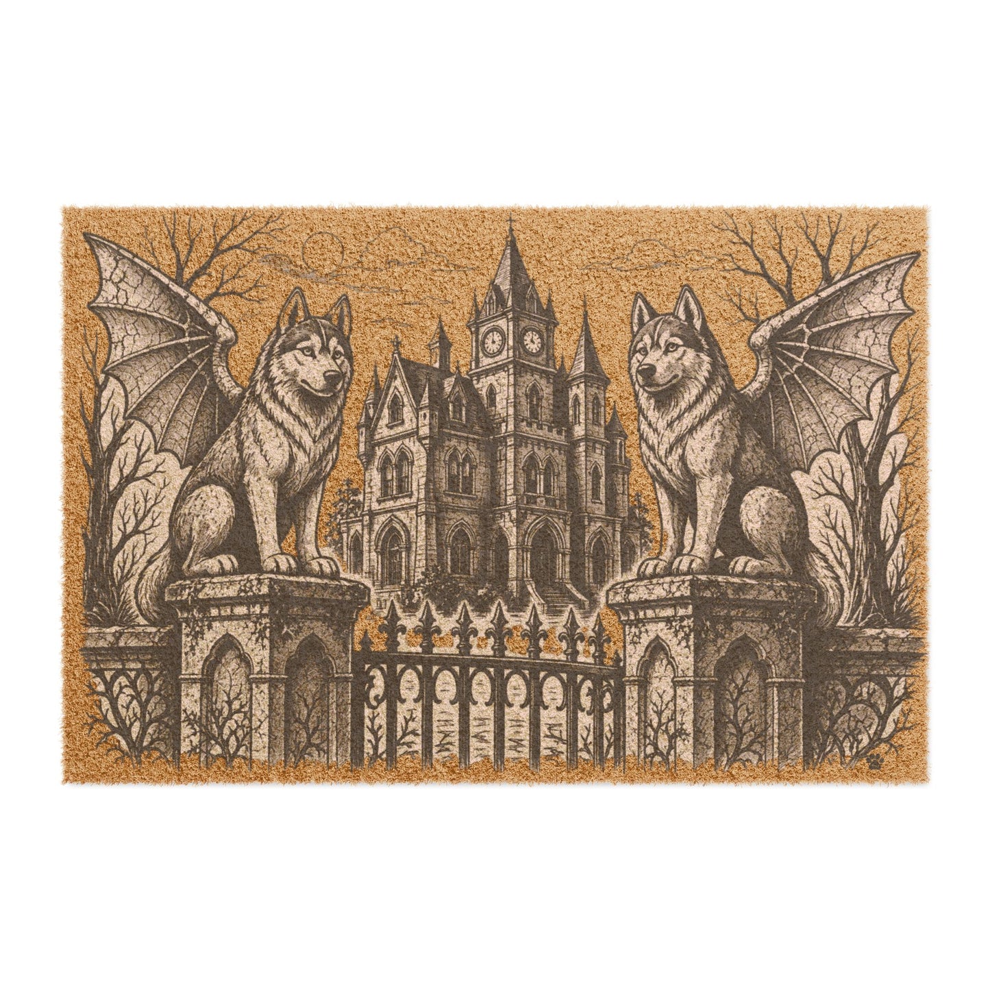 Siberian Husky Gargoyle Angel Gothic Protector Welcome Mat
