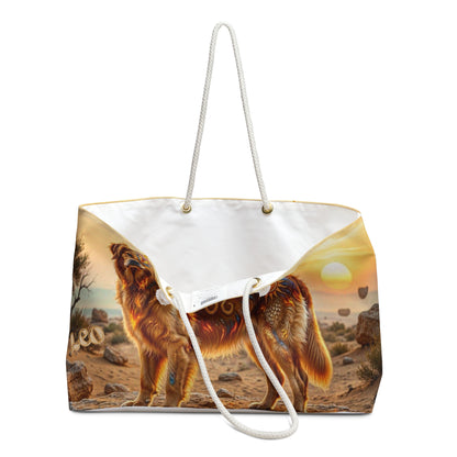 Leo Elements Golden Retriever Oversized Weekender Tote Bag – Zodiac Travel Collection