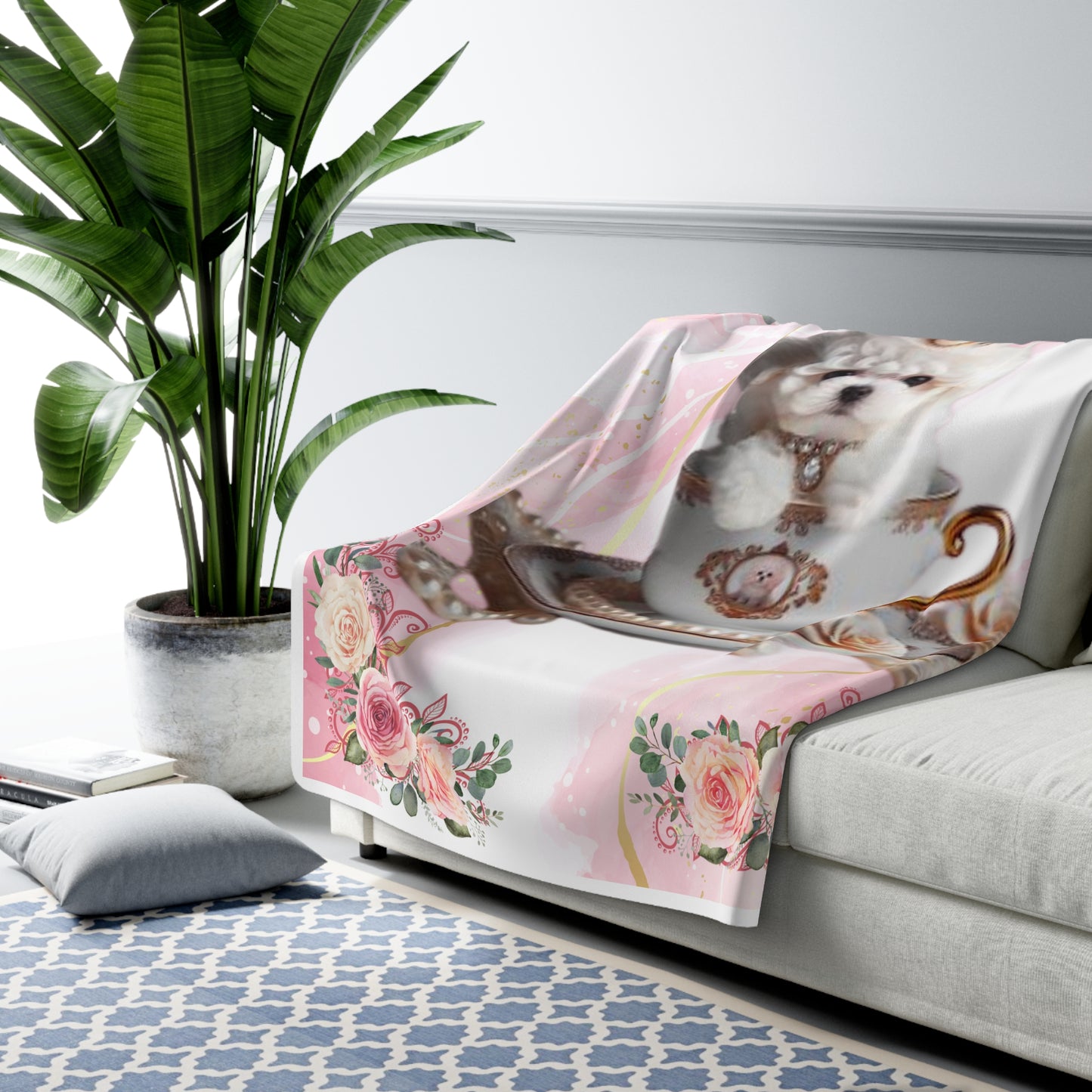 Teacup Bichon Frise Sherpa Fleece Blanket
