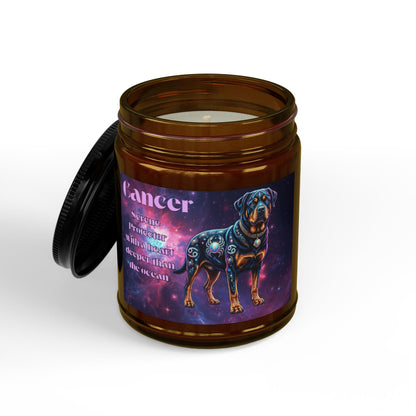 Rottweiler Cancer Zodiac Celestial Soy Candle – Eco-Friendly Scented Jar