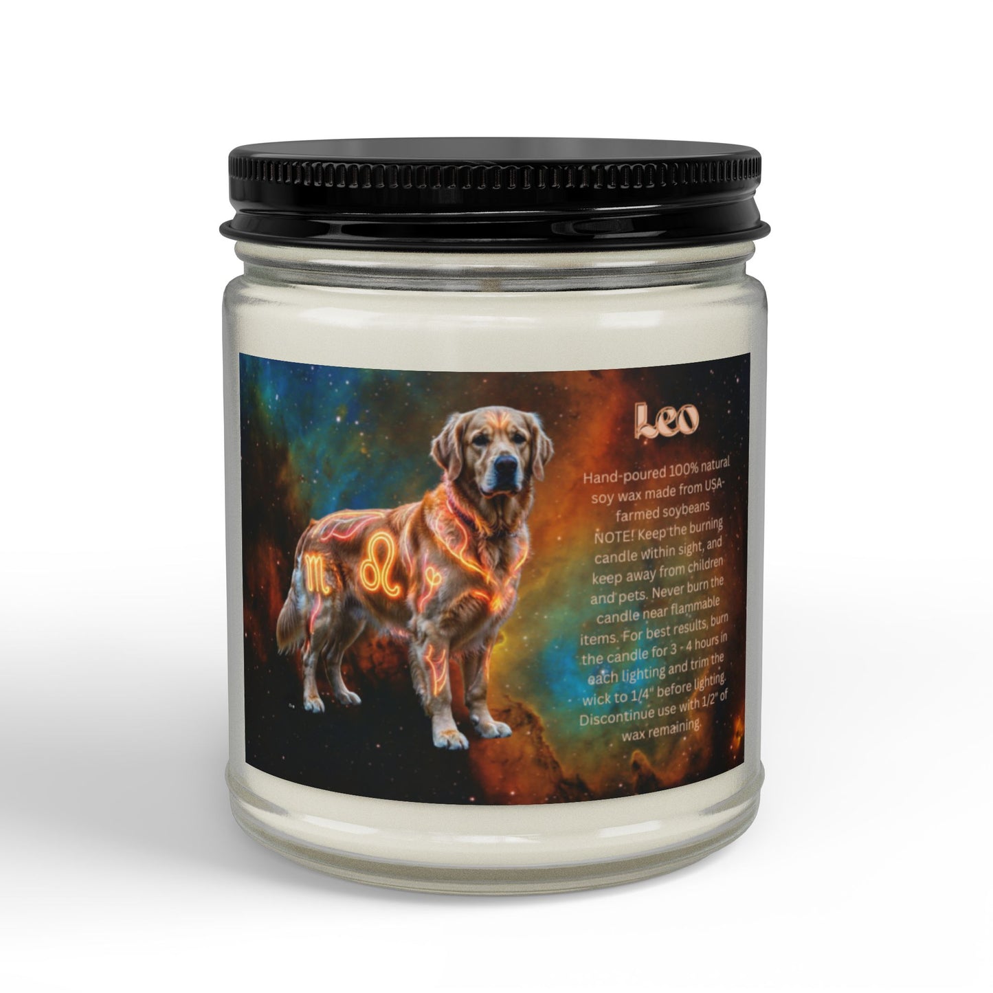 Golden Retriever Leo Zodiac Scented Soy Candle - Celestial Astrology Gift