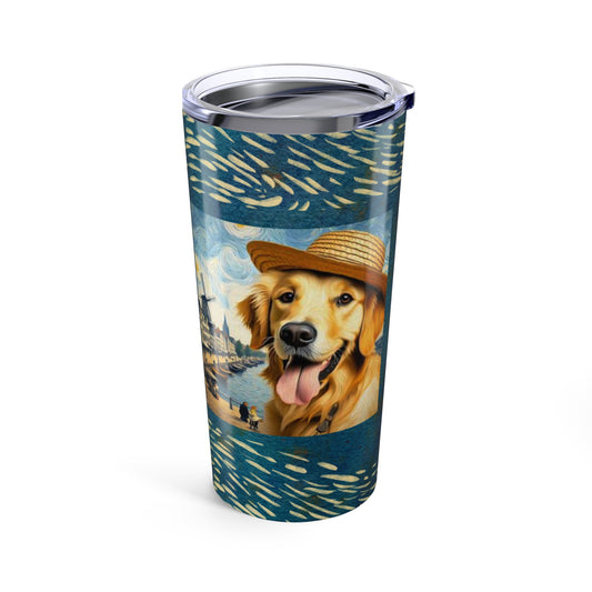 Van Gogh Golden Retriever Coffee Tumbler