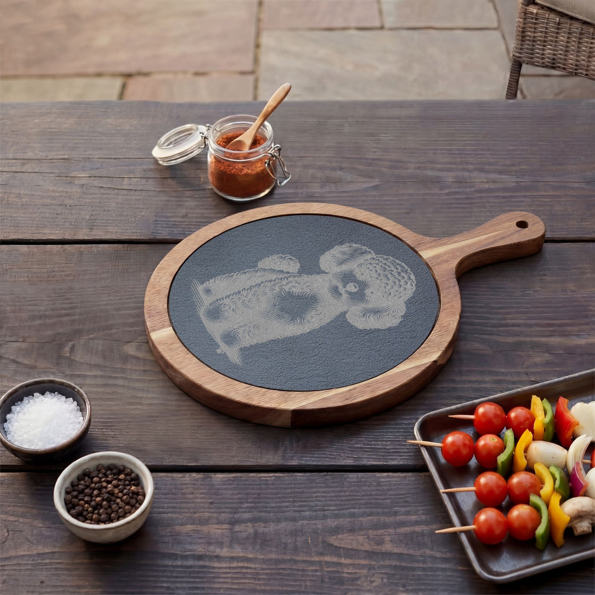 Toy Poodle Engraved Charcuterie Board, Dog Lover Cheese Board & Serving Platter