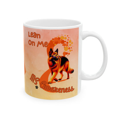 German Shepherd MS Awareness Ceramic Mug - "Lean on Me" Mobility Service Dog Coffee Cup