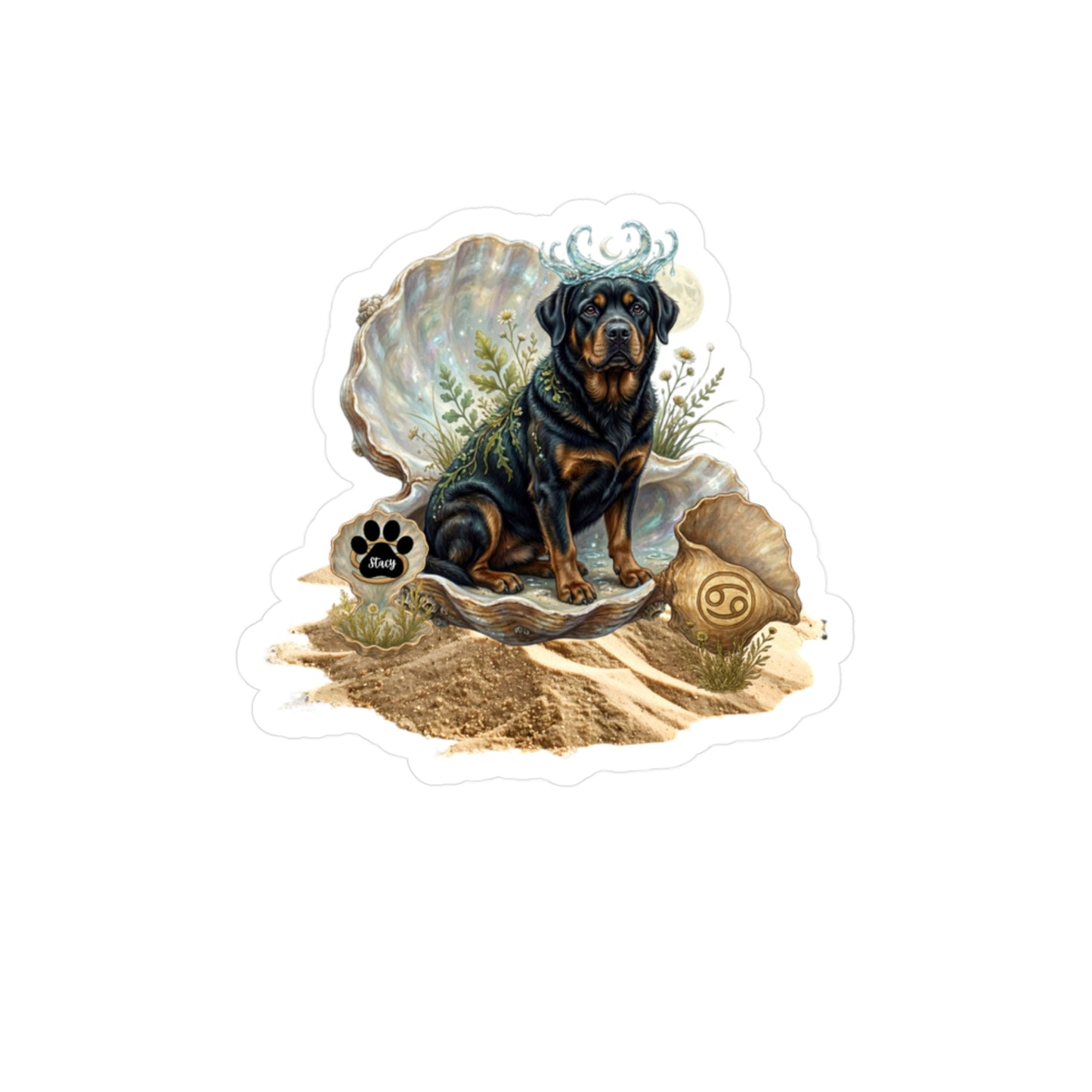 Cancer Zodiac Rottweiler Elements Die-Cut Vinyl Sticker