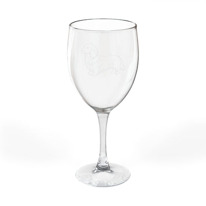 Dachshund, Long Hair Engraved Wine Glass