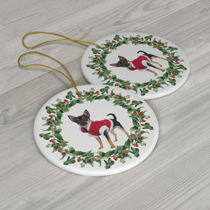 Chihuahua Christmas Ornament Ceramic Round Ornament Christmas Decor
