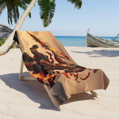 Samurai Fox Beach Towel — Fiery Warrior Anime Beach Towel