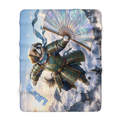 Libra Shih Tzu Warrior Sherpa Blanket