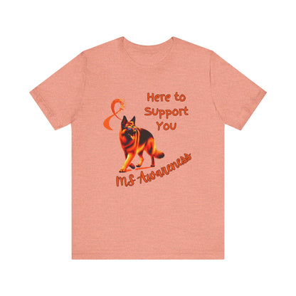 MS Awareness German Shepherd Orange Ribbon Support Design T-shirt.