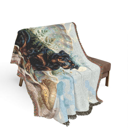 Luxury Cancer Zodiac Rottweiler Woven Blanket - Elegant Water Element Astrology Throw