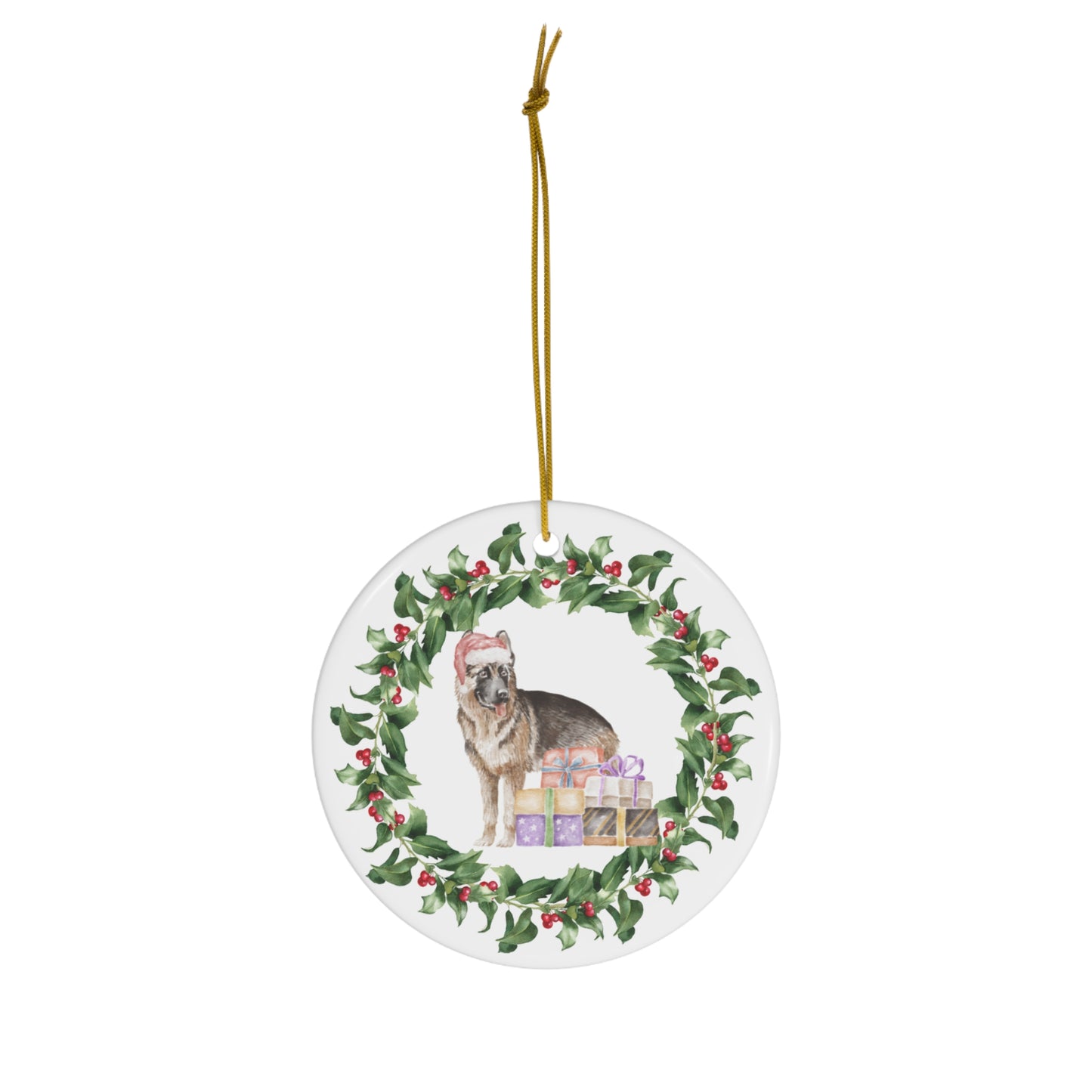 German Sheperd Christmas Ornament Ceramic Round Ornament Christmas decor