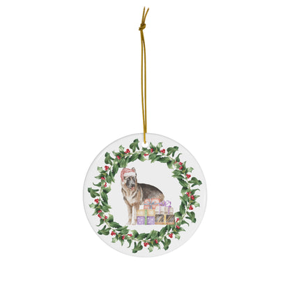 German Sheperd Christmas Ornament Ceramic Round Ornament Christmas decor
