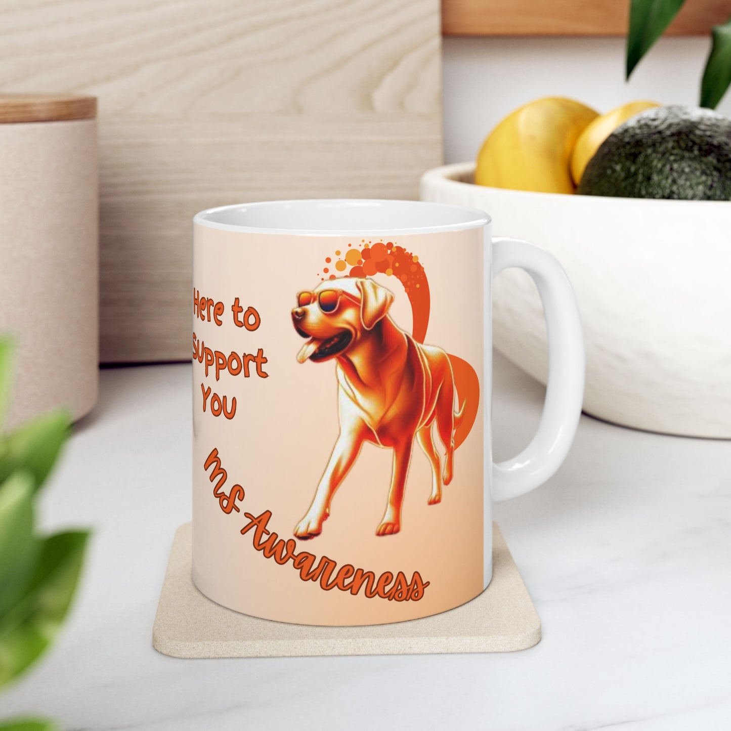 Labrador Retriever MS Awareness Coffee Mug – "Here to Support You" Ceramic Cup
