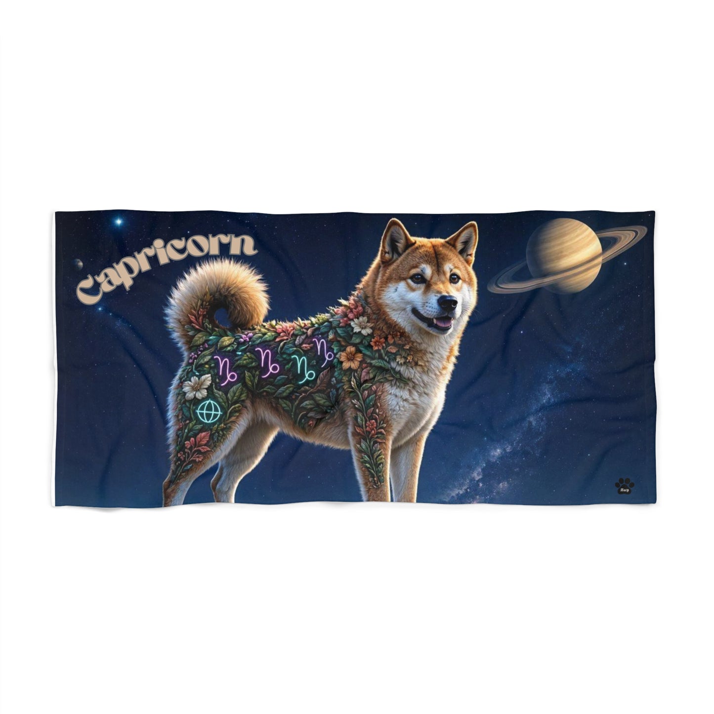 Capricorn Shiba Inu Beach Towel